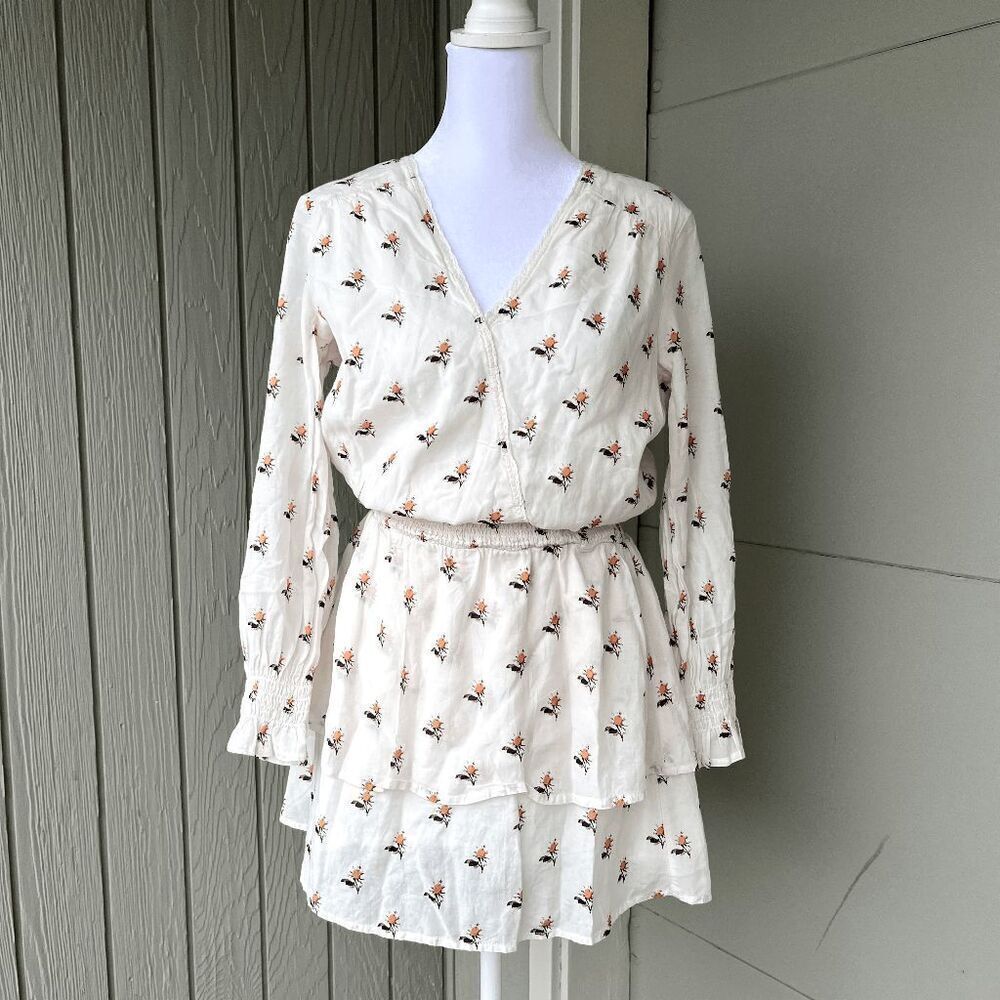 Paige Serrano Floral Peasant Dress w/ Smocked Waist & Tiered Skirt | Small